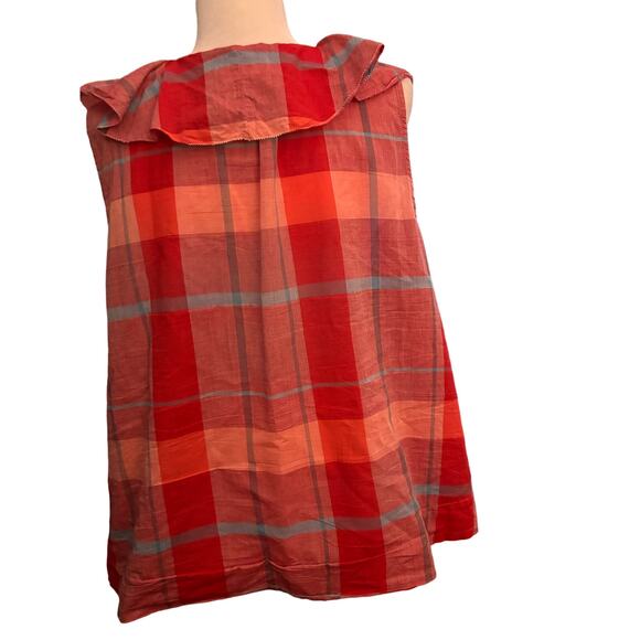 Isabella Sinclair Anthropologie Ruffle Andover Madras Red Plaid, Large - Picture 5 of 5
